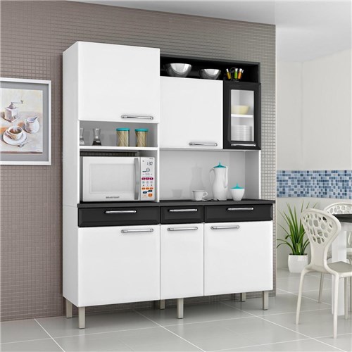 Armário para Cozinha com 1 Porta de Vidro Regina Itatiaia I3vg3-155 Branco/Preto