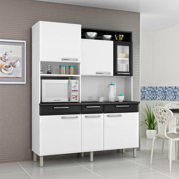 Armário para Cozinha com 1 Porta de Vidro Regina Itatiaia I3VG3-155 Branco/Preto