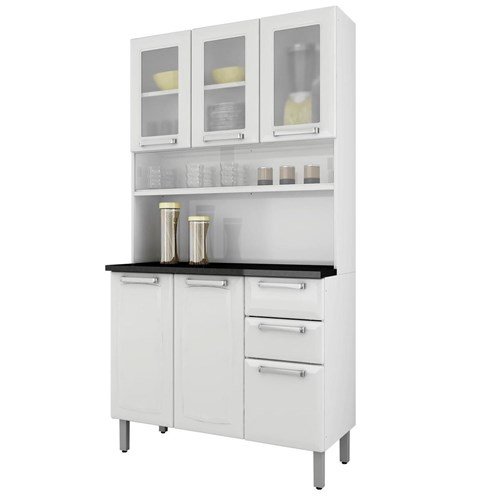 Armário para Cozinha 3 Portas de Vidro Regina Itatiaia I3vg2-105 Branco Neve