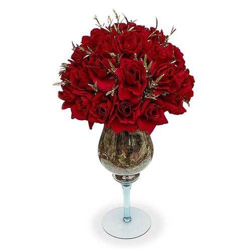 Arranjo de Flores Artificiais Rosas Vermelhas 50x30cm
