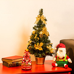 Árvore de Mesa com Decoração Dourada 60cm - Orb Christmas