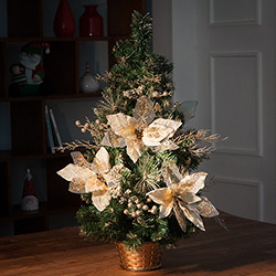 Árvore de Mesa Decorada Champagne 76cm - Orb Christmas