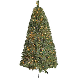 Árvore de Natal com Pisca 2,5m 1.014 Galhos - Enfeitada com Frutinhas Douradas e Base Metálica - Orb Christmas