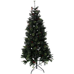 Tudo sobre 'Árvore de Natal Decorada 2,1m 1.350 Galhos Enfeitada com Pinhas e Frutinhas e Base Metálica - Orb Christmas'