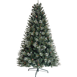 Árvore de Natal Verde 2,1m com Floquinhos Prateados 1.125 Galhos Base Metálica - Orb Christmas