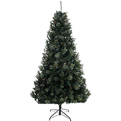 Árvore de Natal Verde  2,5m com Floquinhos Prateados 1.870 Galhos Base Metálica - Orb Christmas