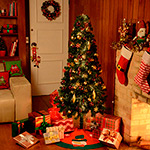 Árvore Tradicional Decorada 1,8m Christmas Traditions + Conjunto Enfeite de Árvore Vermelho e Dourado 76 Peças - Orb Christmas