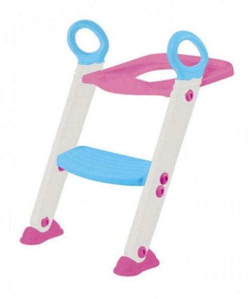 Assento Redutor com Escada Infantil Rosa Buba
