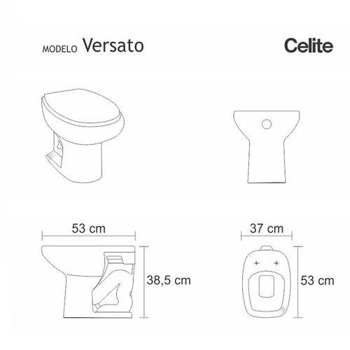 Tamanhos, Medidas e Dimensões do produto Assento Sanitário Poliéster com Amortecedor Versato Branco para Vaso Celite