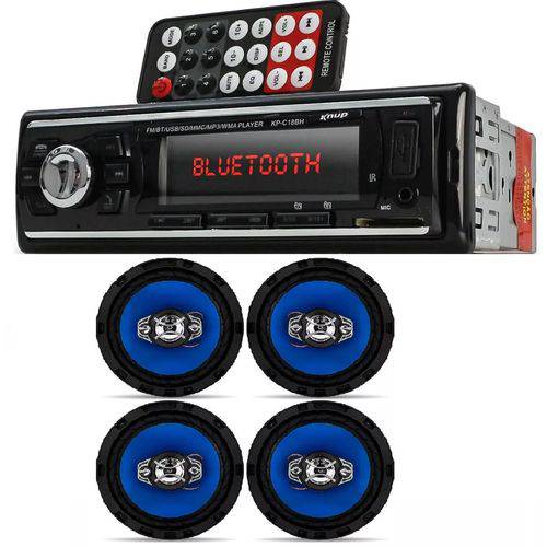 Auto Radio Automotivo Bluetooth Mp3 Player USB e Kit 4 Alto Falantes Orion 6 Pol 220w Rms