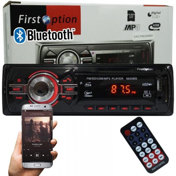 Auto Rádio Som Mp3 Player Automotivo Carro Bluetooth First Option 6620BSC Fm Sd Usb Controle