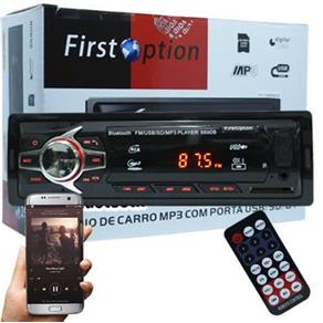 Auto Rádio Som Mp3 Player Automotivo Carro Bluetooth First Option 6680BSC Fm Sd Usb Controle