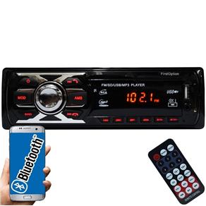 Auto Rádio Som Mp3 Player Automotivo Carro Bluetooth Fm Sd Usb Controle First Option 6660BN