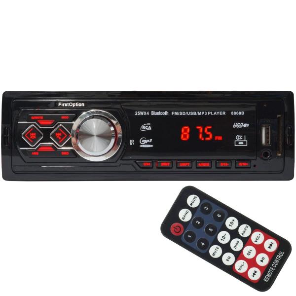 Auto Rádio Som Mp3 Player Automotivo Carro Bluetooth Fm Sd Usb Controle First Option 8860B