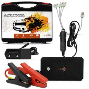 Auxiliar de Partida Portátil KX3 Jump Starter Bivolt 8000mAh USB Carregador de Bateria Lanterna LED