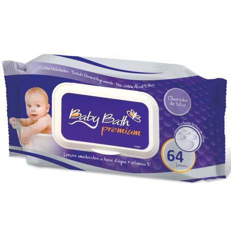 B213871 - Lenços Umedecidos Baby Bath Premium com 64 Unidades