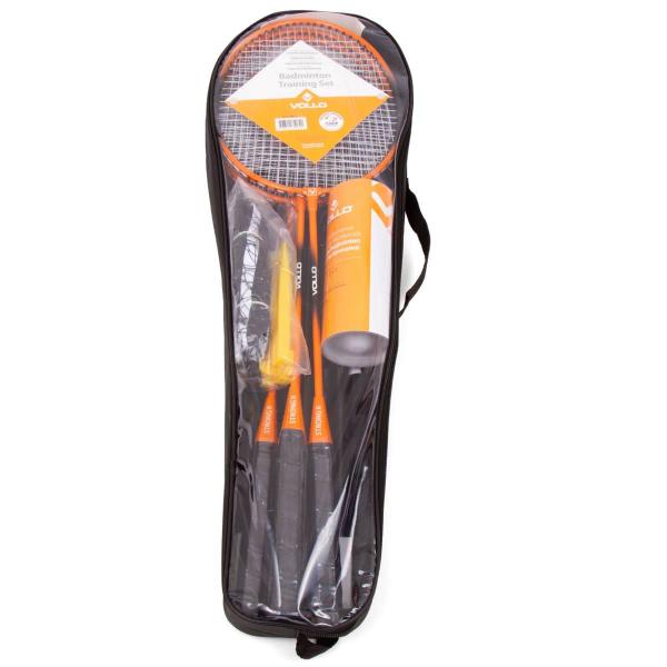 Badminton Kit com Raquetes Petecas e Rede com Suporte Vollo