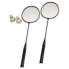Badminton Kit 2 Raquetes 2 Petecas Bolsa Transporte Azul