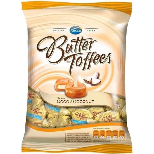 Bala Butter Toffees Coco 100g 1 Pacote Arcor