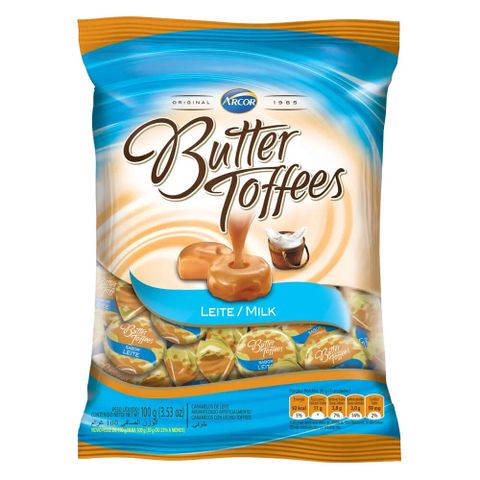 Bala Butter Toffees Leite 100g - Arcor
