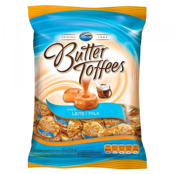 Bala Butter Toffees Leite 130g - Arcor