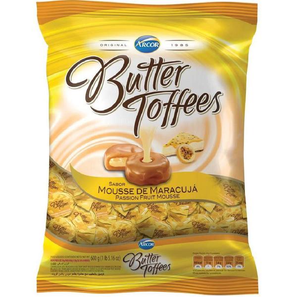 Bala Butter Toffees Mousse de Maracuja 600g 1 Pacote Arcor