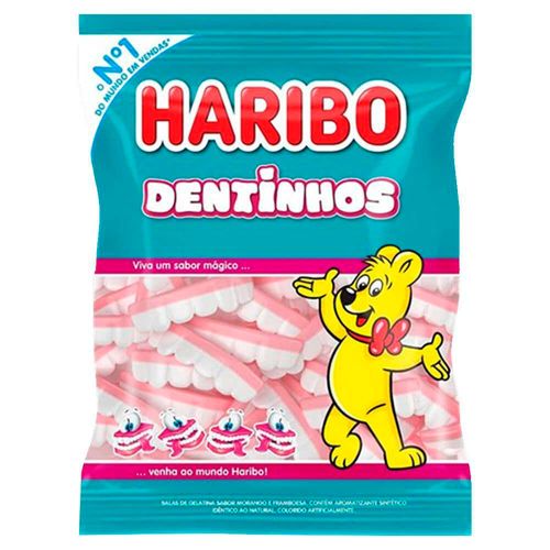 Bala de Gelatina Haribo Dentinhos Morango e Framboesa 100g