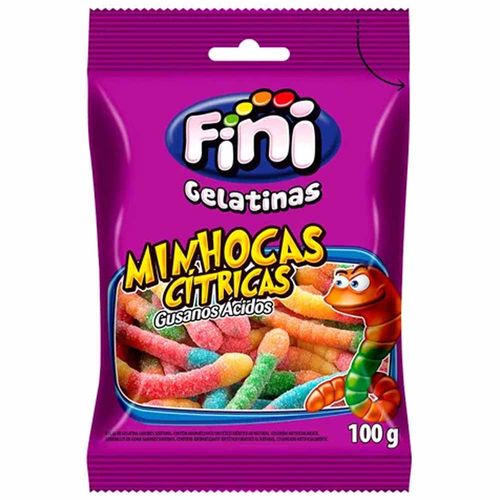 Bala de Goma Minhocas Cítricas 100g Fini 992954