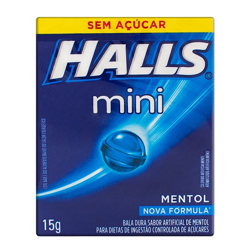 Bala Halls Mini Mentol Sem Açúcar com 15g