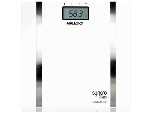 Balança Digital Até 150kg com Medidor de Gordura - IMC Vidro Temperado Mallory Syncro Glass