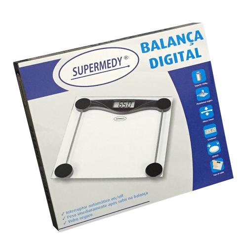 Balança Digital Vidro Temperado Glass 180kg - Supermedy