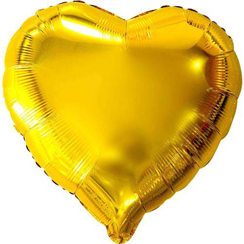 Balão Metalizado Coração Ouro 45 Cm.