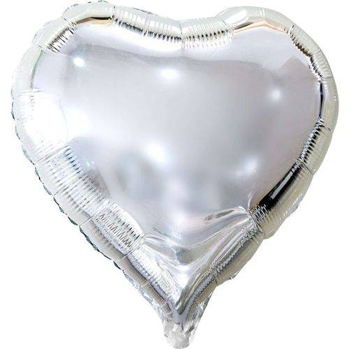 Balão Metalizado Coração Prata 45 Cm.