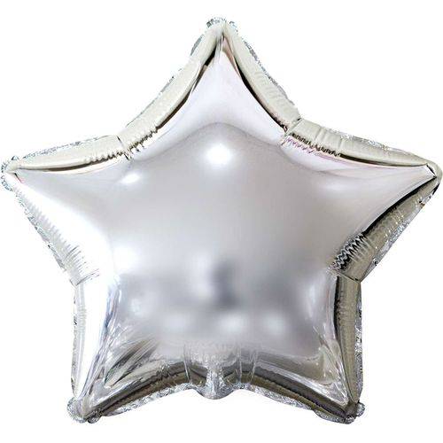 Balão Metalizado Estrela Prata 45 Cm.