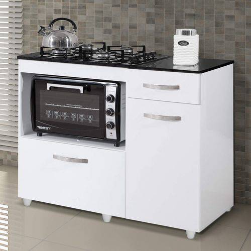 Tudo sobre 'Balcão de Cozinha para Cooktop 2 Portas Violeta Kaiki Móveis Branco'