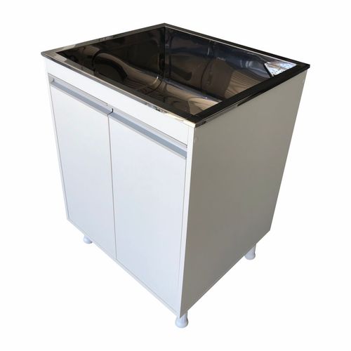 Balcão de Lavanderia 100% Mdf com Tanque Inox 48lt 2 Portas