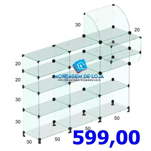 Balcão de Vidro Modulado Caixa 1,50X1,00X0,30