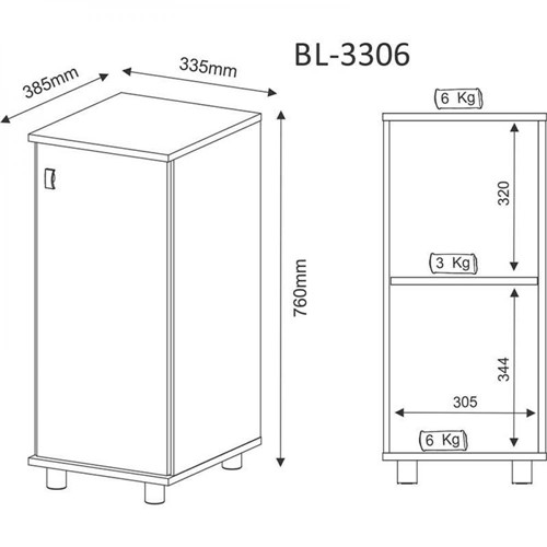 Balcão Multiuso 1 Porta Bl3306 - Tecno Mobili - Branco