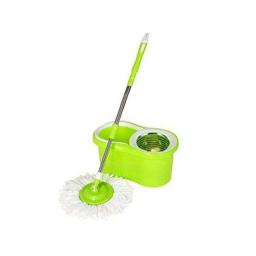 Balde Spin Mop 360 Centrifuga Cesto de Inox com Refil e Rodinhas - Verde