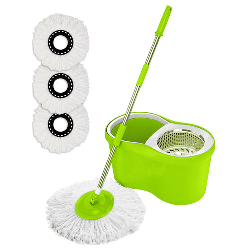 Balde Spin Mop 360 Centrifuga Cesto de Inox +3 Esfregão. Verde