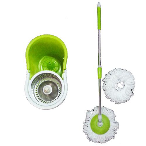 Balde Spin Mop 360 com Centrifuga Inox Esfregão e Refil Gratis Verde