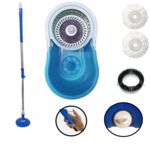 Balde Spin Mop Cesto Inox Esfregao C/trava Gatilho + 3 Refil Azul