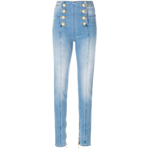 Balmain Calça Jeans Skinny com Aplicação - Azul