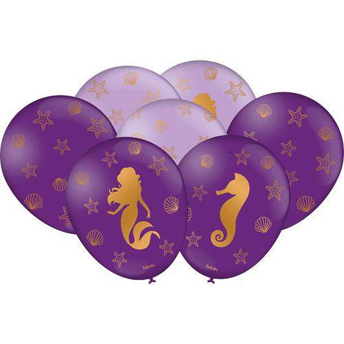 Balões (bexiga) Personalizados do Tema Sereia -25 Unidades