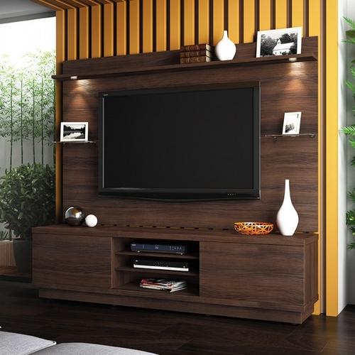 Bancada Com Painel Chicago Chocolate Wood Linea Brasil