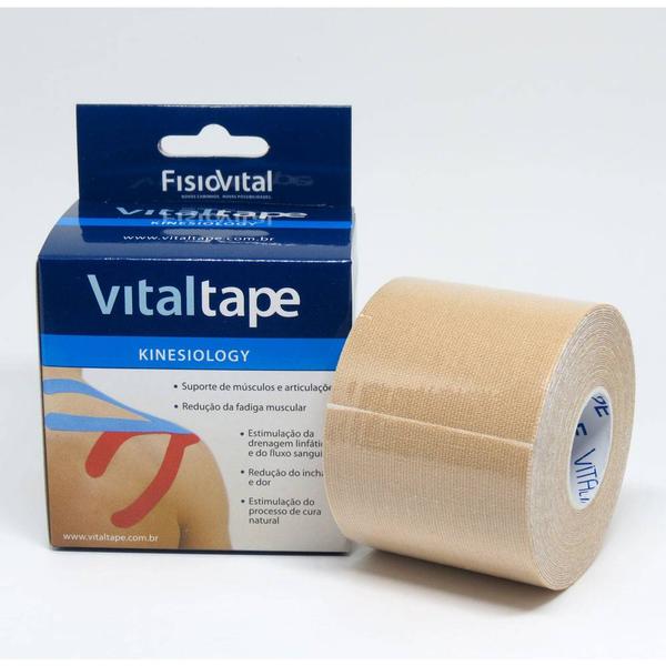 Bandagem Adesiva (Kinésio) Elástica Bege Vitaltape - Fisiovital
