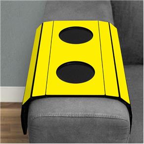 Bandeja Flexível para Sofá com Porta Copos - Amarelo