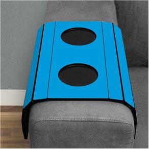 Bandeja Flexível para Sofá com Porta Copos - Azul Doce