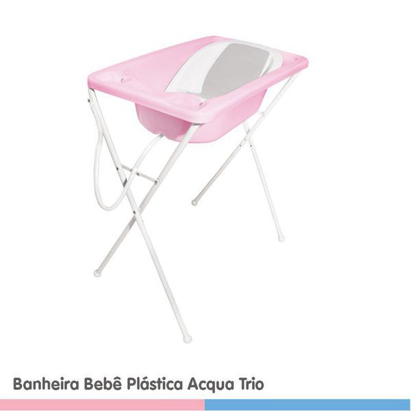 Banheira Bebê Plástica Acqua Trio Rosa - Galzerano