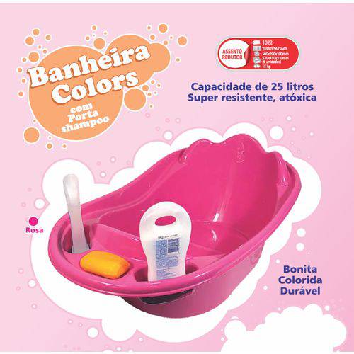 Banheira Colors para Bebê 25 Litros com Porta Shampoo